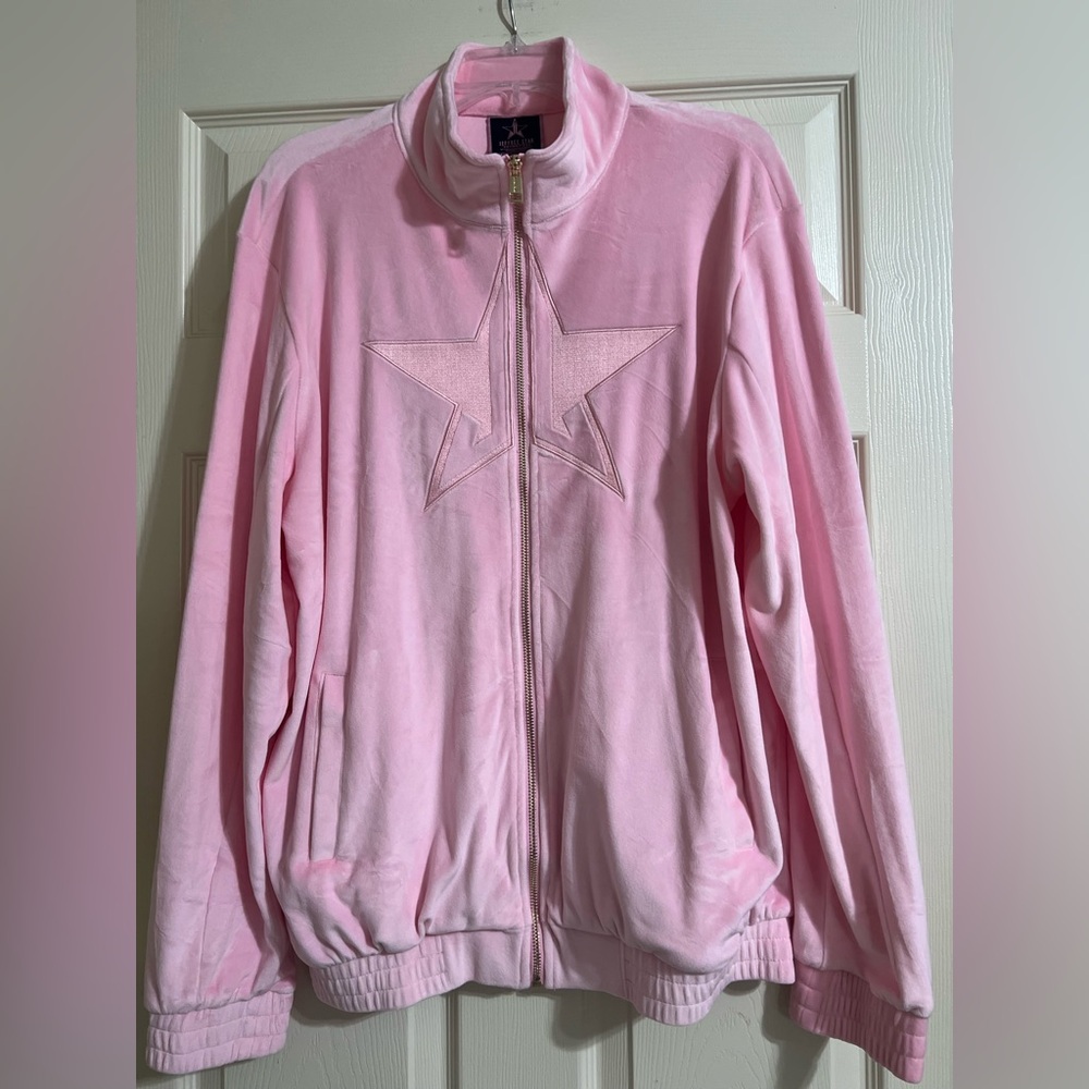 Jeffery Star Cosmetics Pink Velour Zip Up Women’s Jacket-Sz. Large